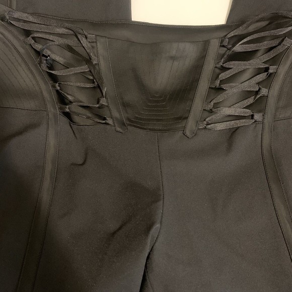 Cache Women’s Satin Trim Solid Black Novelty Pant Lace Up Detail Sz 10 NWT Flaw - Picture 8 of 10